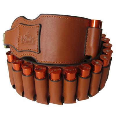 China Genuine Leather Hunting Tactical Belt Shell Holder Fashion Bullet Belt Cartridge Belt Ammo Belt for sale