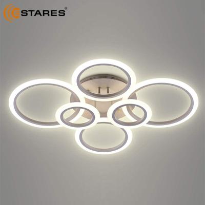 China Surface Mounted 6 Rings Lamp Modern Chandelier 60w LED Luxury Indoor Hanging Lighting New Pendant Ceiling Light for sale