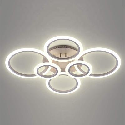 China Modern Surface Mounted 60w Indoor Led Ceiling Lamp 6 Rings Dimmable With 2.4G Remote Controller for sale