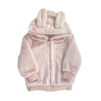 China Hot Windproof New Cute Pink Anti-shrink Plush Jacket With Hood Bunny Ears Little Allison Most Popular Girls Coat for sale