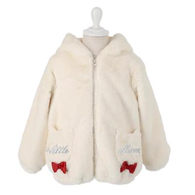 China 2022 windproof autumn and warm and comfortable cute ears of the latest cat winter plush coat bow princess to tuck little Allison girls coat for sale