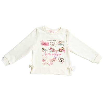 China Factory price candy print rabbit bow girls hoodie breathable spring and autumn comfortable 100% cotton girls warm clothes for sale