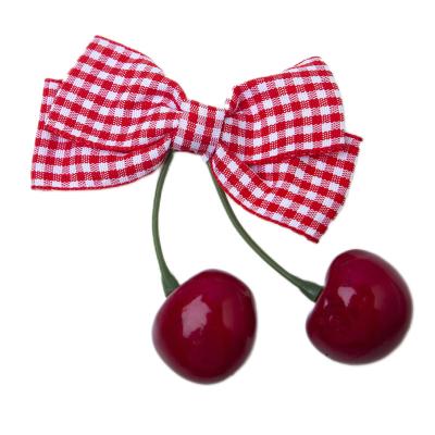 China Cherry bow hand girl hair accessories red sewn hair band popular headdress sweet classic children's hair accessories band for sale