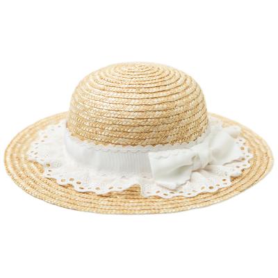 China 2022 fashion casual girls travel lace white bows kids cute straw hat the most popular hats for girls for sale