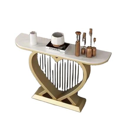 China Modern Luxury Durable Simple Style Binder Entry Tables Stainless Steel Console Dressing Table Sparkle Heart Shape Porch Step Tables for sale