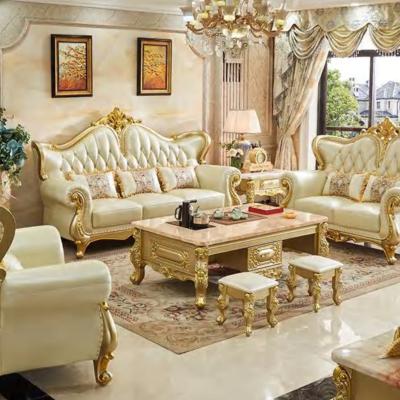 China European Style Villa Tufted Luxury Tufted Sofa Set,Classic Wooden Sofa Set Furniture,High Quality Living Room Leather Sofa for sale