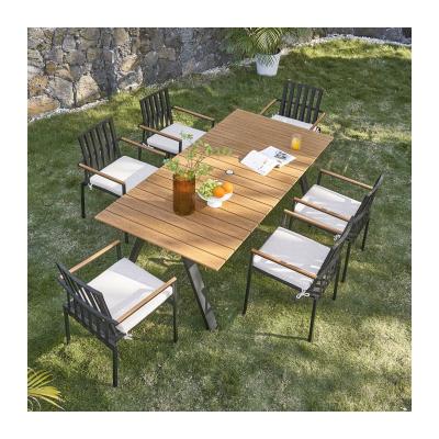 China New Modern Aluminum Outdoor Garden Furniture Dining Rectangular Outdoor Dining Table and Chair Set for sale