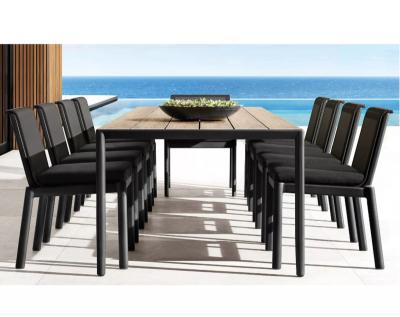 China Contemporary Modern Outdoor Patio Furniture Leisure Style Aluminum Dining Table With Solid Teak for sale