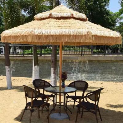 China Sun Wind Rain Raffia Heavy Duty Waterproof Patio Beach Umbrella Round Roof Straw Garden Outdoor Umbrella for sale