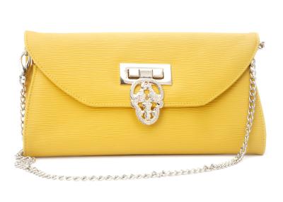 China Skull Detail Genuine Leather Yellow Clutch Bags for Girls , Ladies for sale