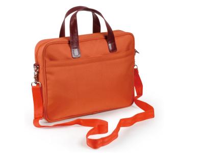 China Orange Nylon Bag with Leather Handles / Office Ladies Laptop Case Bag for sale