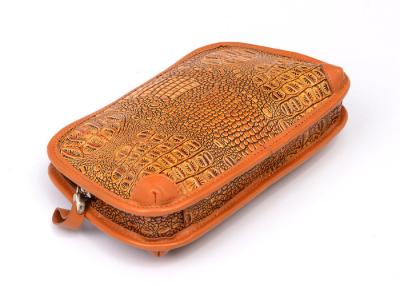 China Adjustable Strap Camel Mens Genuine Leather Clutch Bag Croco Embossed for sale