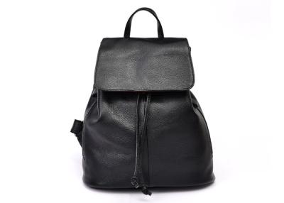 China Black Top grain Pebble Fashion Leather Backpack for Men / Women for sale