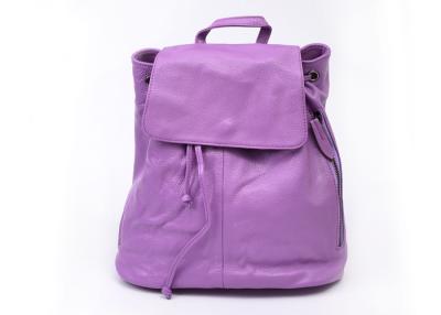 China Purple Fashion Leather Backpack , Zipper Pocket on The Backside for sale