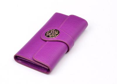 Chine Voilet Zippered le portefeuille de chéquier/portefeuille triple en cuir de Rose vrai à vendre