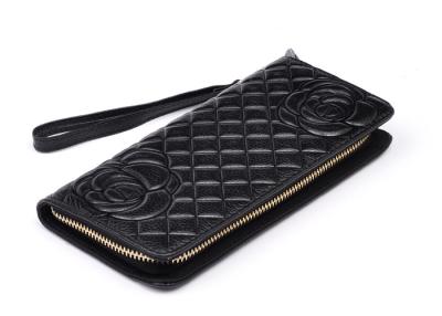 China Elegant Ladies Genuine Leather Wallets for Women , Nylon Lining for sale