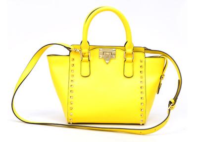 China Yellow Summer Womens Leather Bag with removable shoulder strap for sale