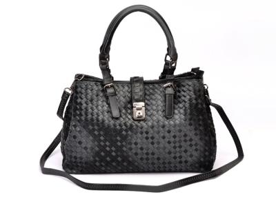 China Adjustable Shoulder Two tone Handbags / Woven faux leather bag for sale