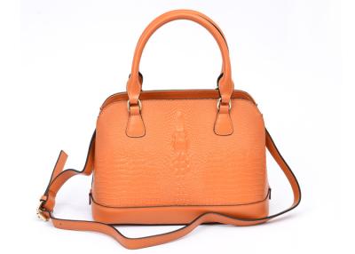 China Orange Small Womens Leather Bag / Zippered Tote Bags , Outstanding Croco Head for sale