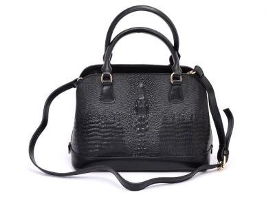 China Bolsos de cuero de las señoras negras de Croco con los lados extensibles en venta