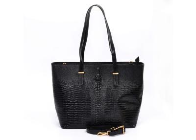 China Los bolsos de cuero Croco del comprador de las señoras negras del totalizador grabaron en relieve en venta