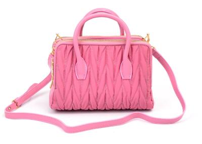 China Forme el totalizador para mujer de nylon suave del hombro del bolso de cuero, rosa/negro en venta