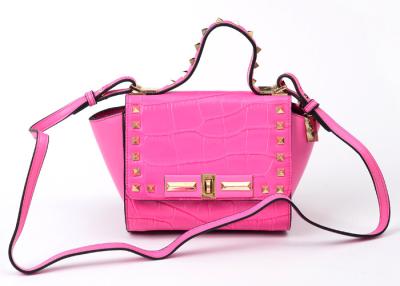 Cina Piccola borsa a tracolla di cuoio rosa per le donne, falda del modello di Croco in vendita