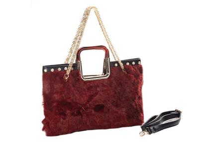 China Customized Red / Black Fur Bag Womens Designer Handbags for Winter for sale