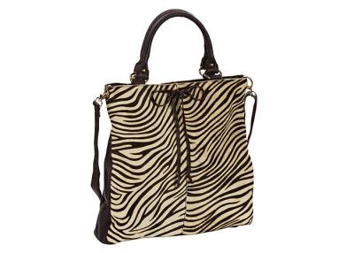 China Black and White Zebra Print bags , Large Genuine Leather Tote Bag for sale