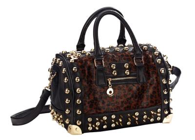 China Big Studs Horse Hair Bag leopard print handbags for Winter , Autumn for sale