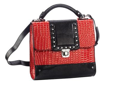 China Black Red Croco PU Ladies Fashion Backpack with Detachable Back Strap for sale