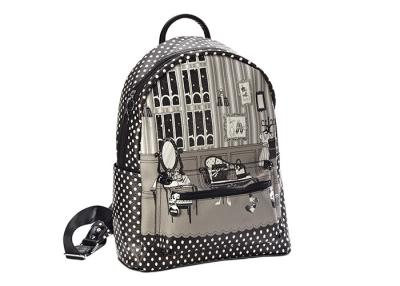 China Printed Grey PU Fashion Leather BackPack Style Handbag with Zipper for sale