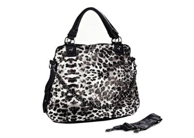 China Shiny Ladies black leather hobo bag Leopard Print with Adjustable Sides for sale