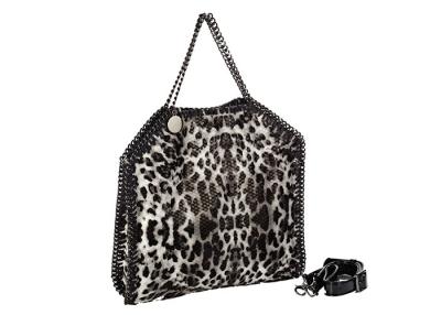 Κίνα Η γκρίζα Leopard PU τσάντα δέρματος διπλώνει Tote, η αλυσίδα Gunmetal τακτοποίησε τις άκρες προς πώληση