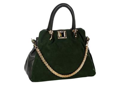 China Dark Green Ladies PU Leather Bag Patent Handbags with Chain Strap for sale