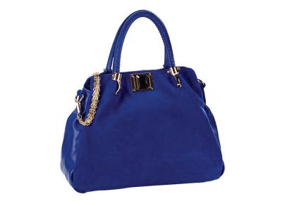 China Suede on Front Royal Blue Womens Leather Shoulder Bag with Crystal Turn Lock Detail for sale