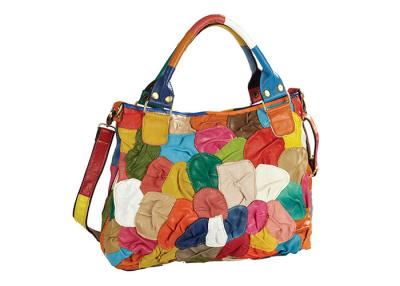 China Multi Color Ladies Patchwork Tote / Medium Sized Handbags Customized for sale