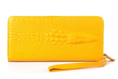 China Croco Debossed Genuine Leather Wallets / Ladies Small Day Clutches for sale