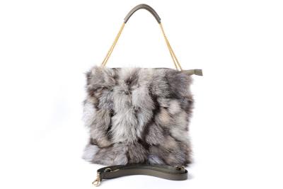 China Bolso de cuero medio mezclado natural del hobo de la piel de Fox, invierno/bolso auténtico del zurriago en venta