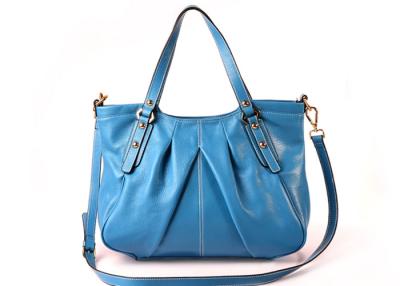 China Sky Blue Woman's Hobo Bag Top Grain Real Leather Big Capacity for sale