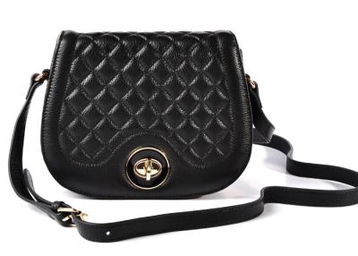 China Quilted Genuine Black Leather Crossbody Bags / handbags for juniors for sale