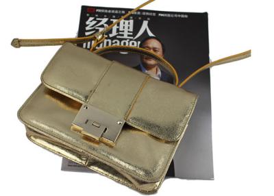 China Metallic Gold Genuine Leather Large Crossbody Bags / Shoulder Bag for sale