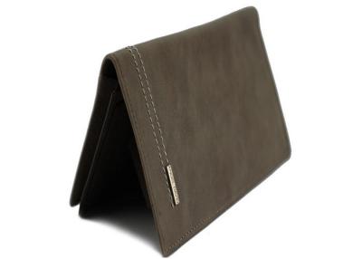 China Dark Grey Genuine Leather Wallets Billfold Leather Craftsmanship for sale