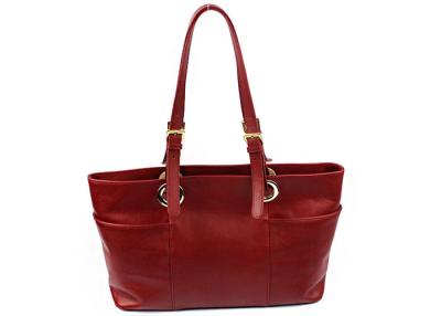 China Medium Ladies Leather Shoulder Bags / Two Side Pockets Adjustable Flat Handles for sale