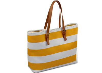 China Jet Set Travel Saffiano Leather Top-Zip Tote Yellow Stripes Big Shoulder Bag for sale