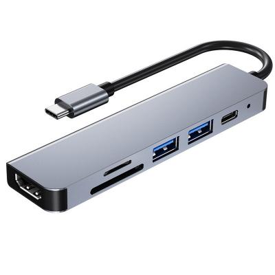 China 2022 new technology aluminum alloy 6 in 1 usb c c port laptop usb3.0 splitter docking station for sale