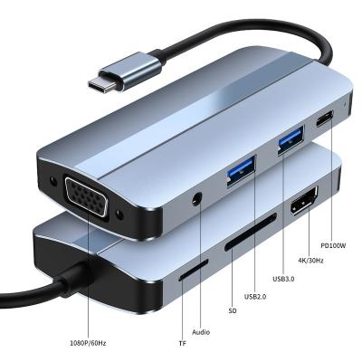 China Wholesale high quality usb c hub 8 type c hub aluminum alloy docking station c hub left type with best quality wholesale for sale