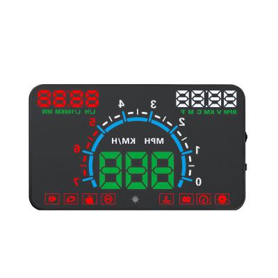 China Clear Fault Code 5.8 Inch Overspeed Alarm Fuel Consumption OBD2 II Car Head-Up Display for sale