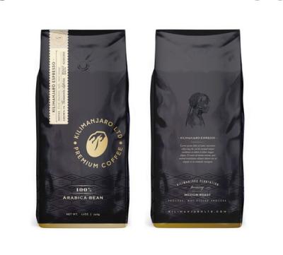 China Custom Printed Matt Black 250g 500g 1kg Aluminum Foil Flat Bottom Coffee Packaging Bags With Valve for sale