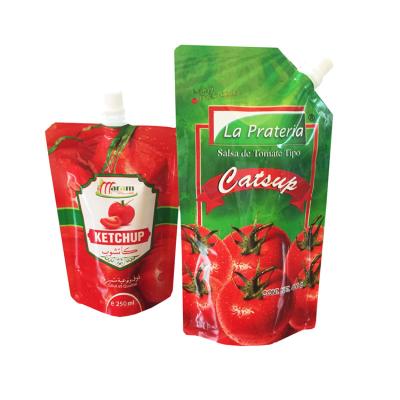 China ECO Friendly Custom Printed Tomato Ketchup Chilli Sauce Pouch Packaging with Spout Food Stand up Pouch Custom Size Accepted for sale